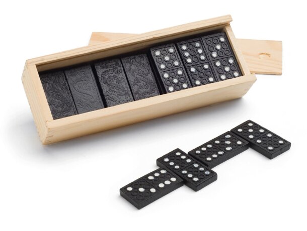 Dominó Clásico-Juego de 55 Domino Doble nueves en una caja de madera 