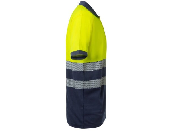Polo piqué bicolor alta visibilidad vl achelous manga corta Azul marino/Amarillo detalle 13