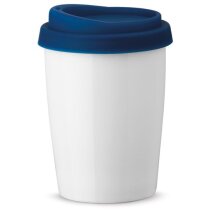 Taza de viaje corporativa porcelana térmica 270ml azul rojo