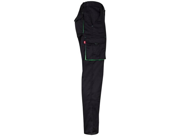 Pantalón elástico bicolor fides con seis bolsillos funcionales Negro/Verde detalle 16