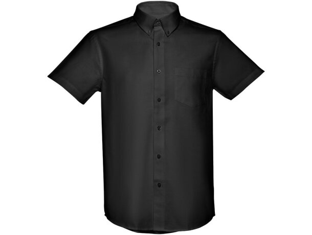Camisa oxford London unisex 70% algodón cuello clásico botones Negro detalle 7