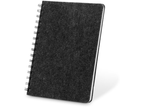 Cuaderno a5 Mishima con tapa semidura de fieltro reciclado rpet Gris oscuro detalle 7