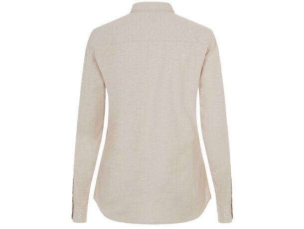 Camisa oxford Prithvi mujer elástica manga larga Natural claro detalle 2