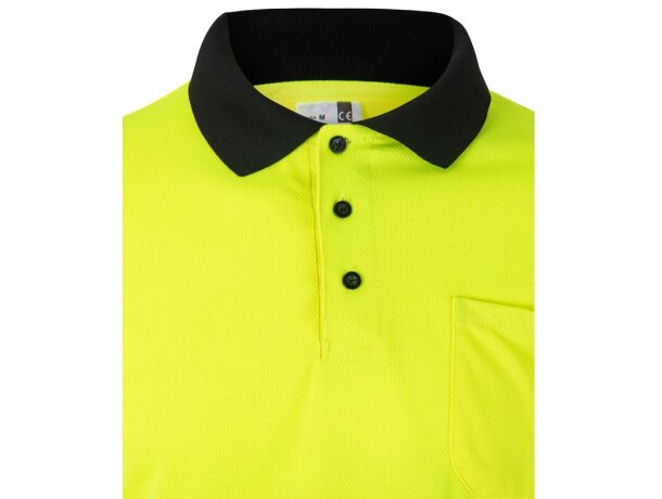 Polo bicolor alta visibilidad VL Vulcan manga larga Negro/Amarillo detalle 53