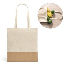 Bolsa algodón natural detalle yute asas largas