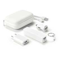 Set de batería portátil con cargadores blanca Set de batería portátil con cargadores blanca