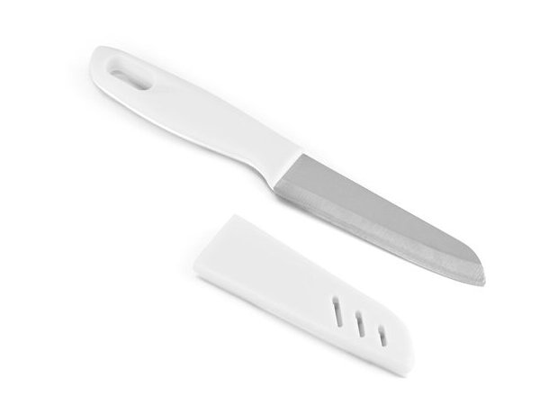 Cuchillo Mikus de acero inoxidable y PP blanco