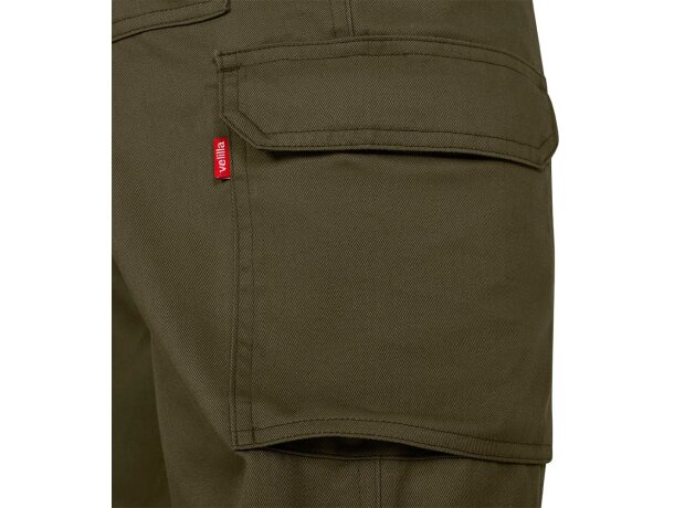 Pantalón de sarga multibolsillos Hermes con cintura elástica Verde militar detalle 17