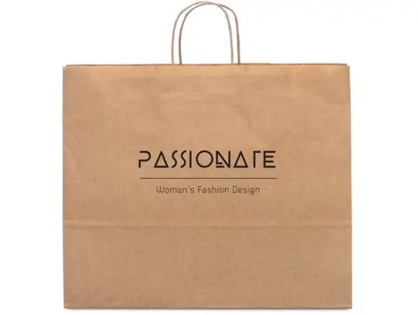 Bolsa papel kraft Kira con asa trenzada de regalo natural