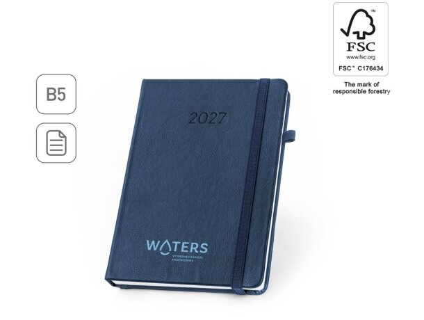 Agenda b5 waters en pu al agua con papel fsc certificado detalle 1
