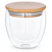 Taza Ecuador vidrio borosilicatado tapa bambú