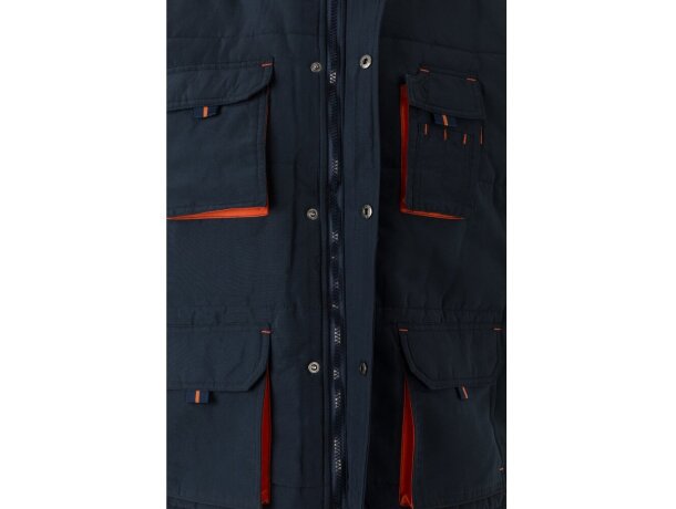 Chaleco acolchado bicolor multibolsillos unisex VL Nergal Azul marino/Naranja detalle 54