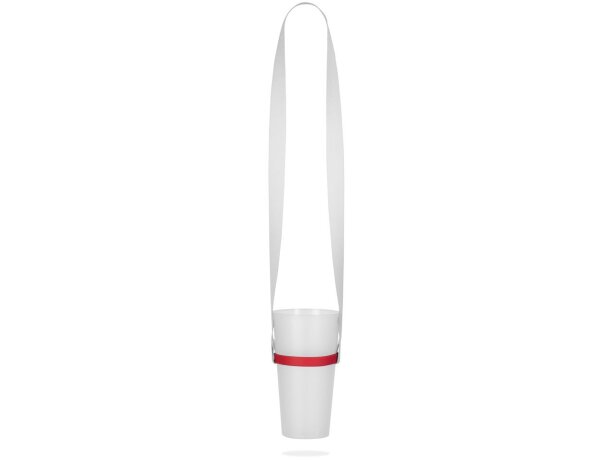 Set lanyard Bolton con portavasos de silicona sublimado Rojo detalle 4