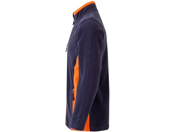 Chaqueta polar bicolor Geras con cinco bolsillos y cremallera Azul marino/Naranja detalle 35