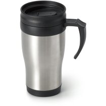 Taza de viaje en acero con tapa personalizada cromado satinado Taza de viaje en acero con tapa personalizada cromado satinado