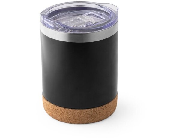 Taza Solberg Tumbler acero 400ml doble pared base corcho Negro detalle 7