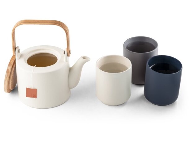 Juego de tazas de café con logo de cerámica Hi!dea Owens detalle 1