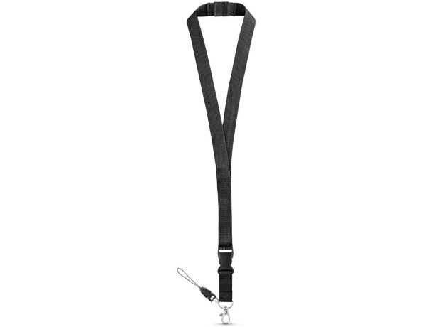 Lanyard Murray con mosquetón, hebilla extraíble y soporte móvil Negro detalle 7