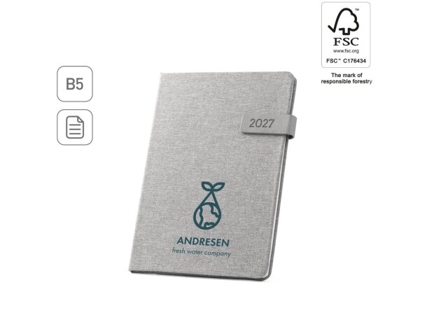 Agenda diaria Andresen B5 rPET reciclado con cierre elástico detalle 1