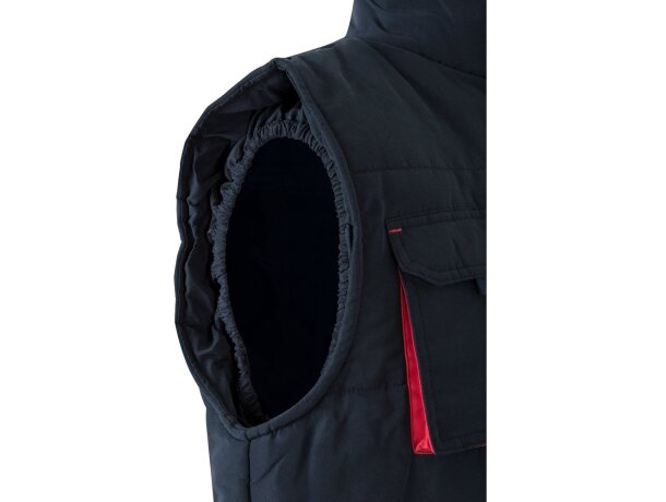 Chaleco acolchado bicolor multibolsillos unisex VL Nergal Azul marino/Rojo detalle 40