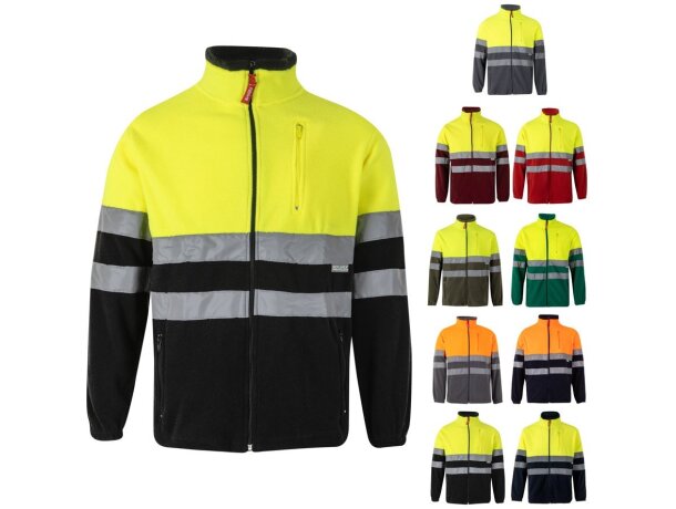 Chaqueta polar bicolor Eros con bandas reflectantes EN20471 detalle 1