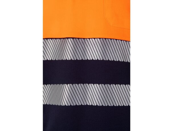 Polo piqué bicolor alta visibilidad vl achelous manga corta Azul marino/Naranja detalle 5