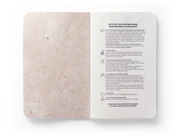 Libreta ecológica cuaderno personalizado Bloc Organic Soft de notas A6 Natural claro detalle 8