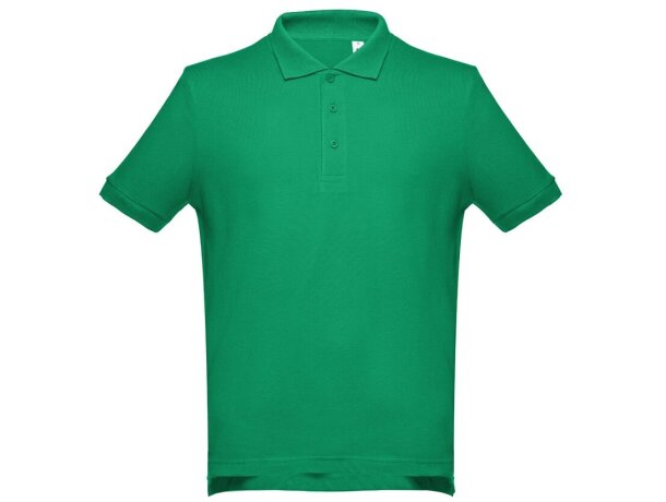 Polo Adam de algodón piqué cardado con cuello canalé Verde detalle 70