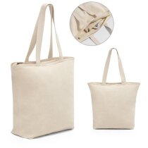 Hackney bolsa algodón 280g cremallera beige claro