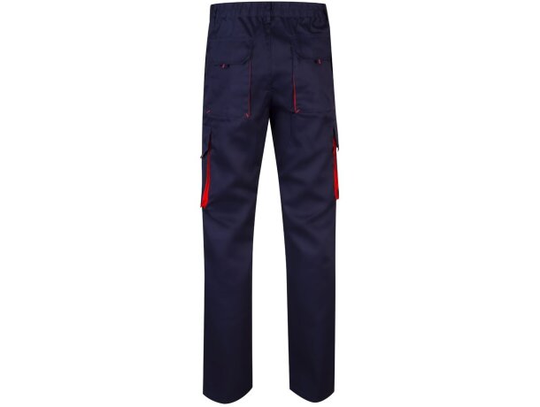 Pantalón de sarga multibolsillos bicolor VL Hypnos Azul marino/Rojo detalle 40