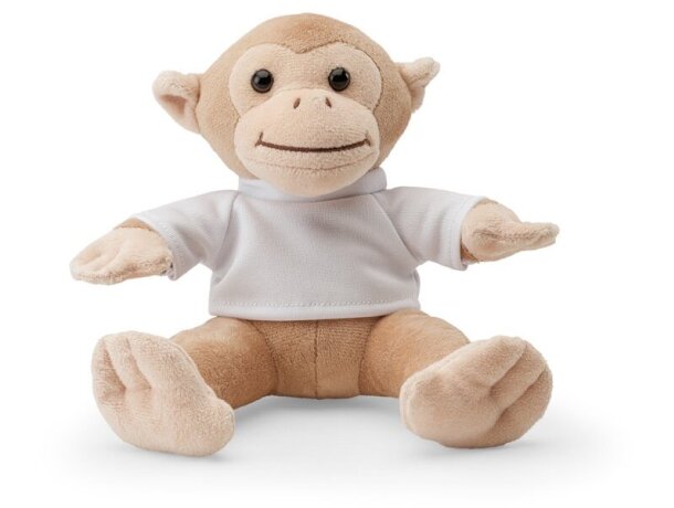Peluche mono Monky con camiseta en poliéster suave Marrón claro detalle 3