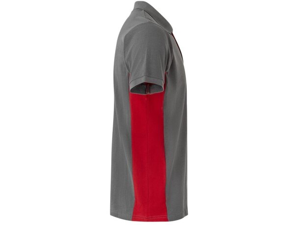 Polo piqué bicolor Supay manga corta con cuello en canalé Gris/Rojo detalle 9