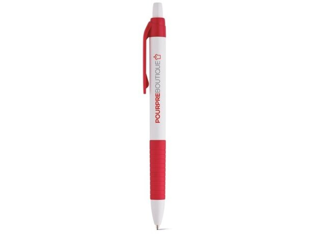 Bolígrafo con grip y clip en color rojo