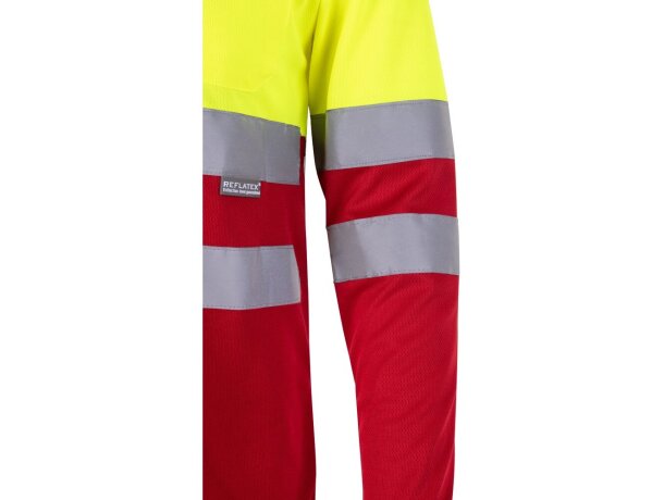 Polo bicolor alta visibilidad VL Vulcan manga larga Rojo/Amarillo detalle 42