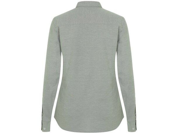 Camisa oxford Prithvi mujer elástica manga larga Verde detalle 8