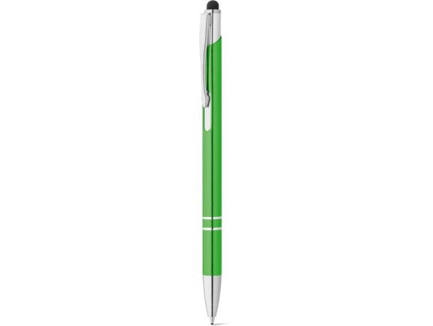 Bolígrafos con puntero táctil económicos en aluminio tinta azul Hi!dea Galba Verde claro detalle 4