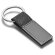 Llavero rectangular en metal y polipiel gris