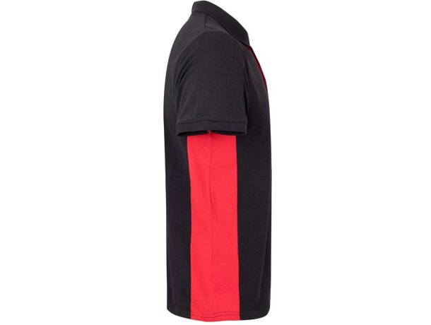 Polo piqué bicolor Supay manga corta con cuello en canalé Negro/Rojo detalle 13