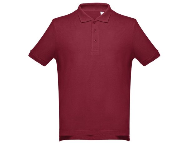 Polo Adam de algodón piqué cardado con cuello canalé Burdeos detalle 50