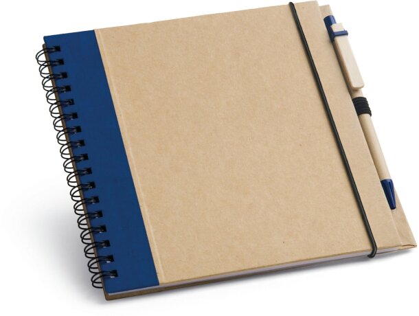 Libreta de cartón tamaño A5 y boli a juego personalizada azul Libreta de cartón tamaño A5 y boli a juego personalizada azul
