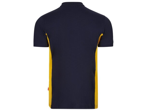 Polo piqué bicolor Supay manga corta con cuello en canalé Azul marino/Amarillo detalle 28