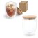 Taza de cristal 350ml con tapa de bambú