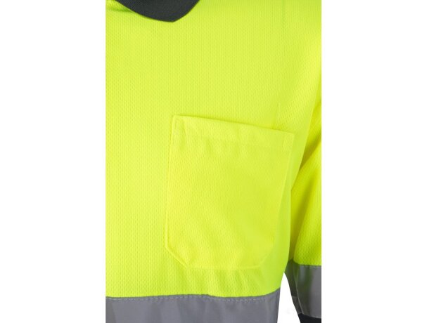 Polo bicolor alta visibilidad VL Vulcan manga larga Gris/Amarillo detalle 37