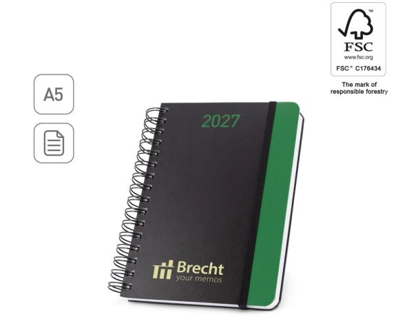 Agenda a5 brecht de papel reciclado con tapa dura y anillas detalle 1