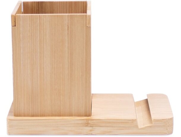 Juego de escritorio Erwin con soporte para móvil y vaso bambú Natural detalle 2