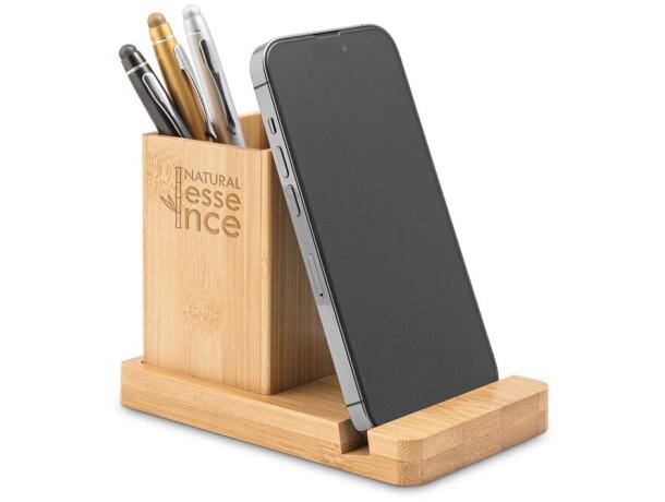 Juego de escritorio Erwin con soporte para móvil y vaso bambú Natural detalle 5