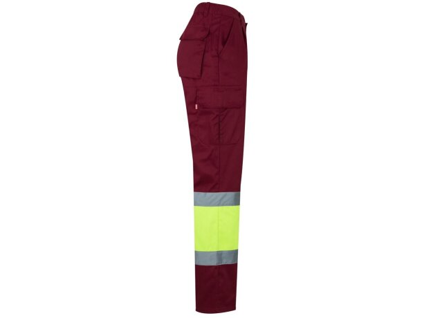 Pantalón multibolsillos bicolor poseidon con reflectantes Burdeos/Amarillo detalle 4
