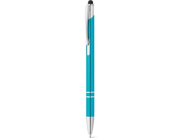 Bolígrafos con puntero táctil económicos en aluminio tinta azul Hi!dea Galba Azul claro detalle 3
