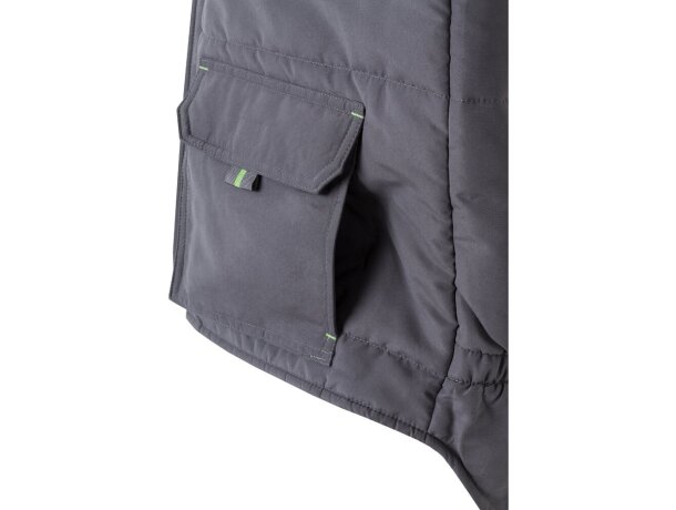 Chaleco acolchado bicolor multibolsillos unisex VL Nergal Gris/Verde detalle 6