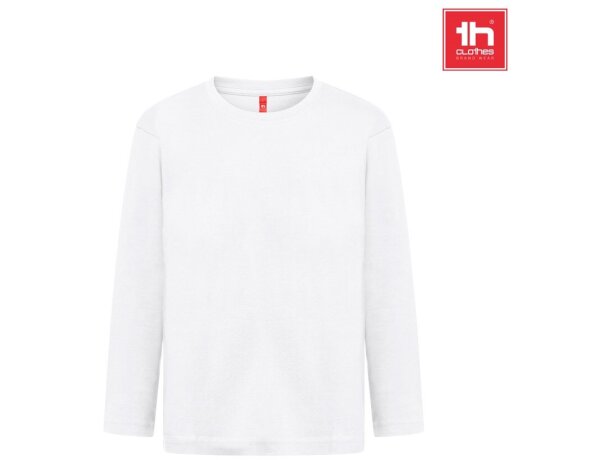 Camiseta manga larga infantil Bucharest algodón orgánico blanca detalle 1